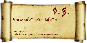 Vaszkó Zoltán névjegykártya